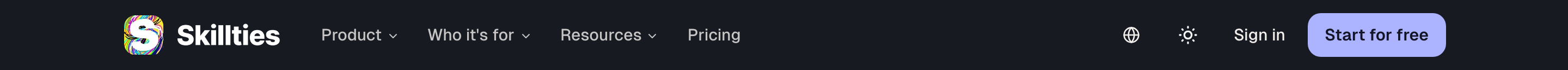 The header when signed out: the “Sign in” button on the right, next to language and appearance.