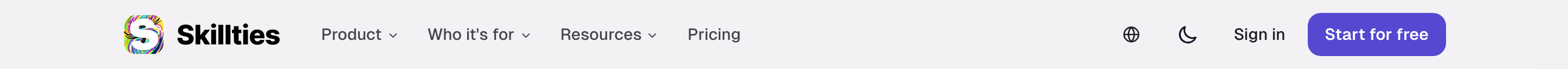 The header when signed out: the “Sign in” button on the right, next to language and appearance.